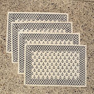 Pomegranate Ahoy anchor navy white placemats 4 made in India